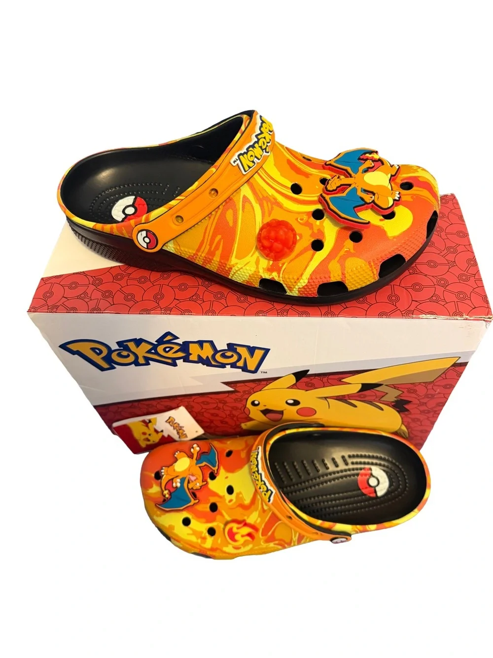 NWT & Box CROCS Pokemon Classic Clogs Charizard Org/Ylw Men Size 9, Women 11